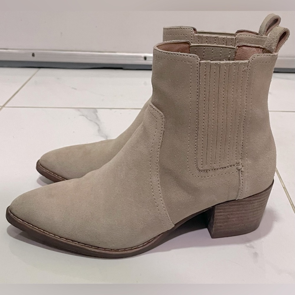 Madewell suede western booties ankle boots block heel leather